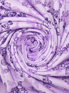 Light Lavender/Lilac/Midnight Purple/Dark Wisteria 100% Cotton Butterfly Print Interlock Knit - NY Designer - 66W