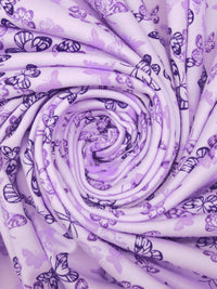 Light Lavender/Lilac/Midnight Purple/Dark Wisteria 100% Cotton Butterfly Print Interlock Knit - NY Designer - 66W