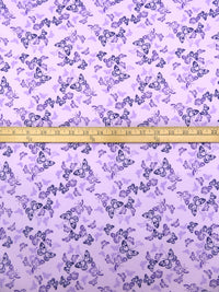 Light Lavender/Lilac/Midnight Purple/Dark Wisteria 100% Cotton Butterfly Print Interlock Knit - NY Designer - 66W