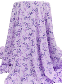 Light Lavender/Lilac/Midnight Purple/Dark Wisteria 100% Cotton Butterfly Print Interlock Knit - NY Designer - 66W