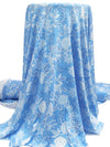Dark Cornflower/White/Aero Rayon/Lycra Ornate Floral Print Jersey Knit - NY Designer - 64W