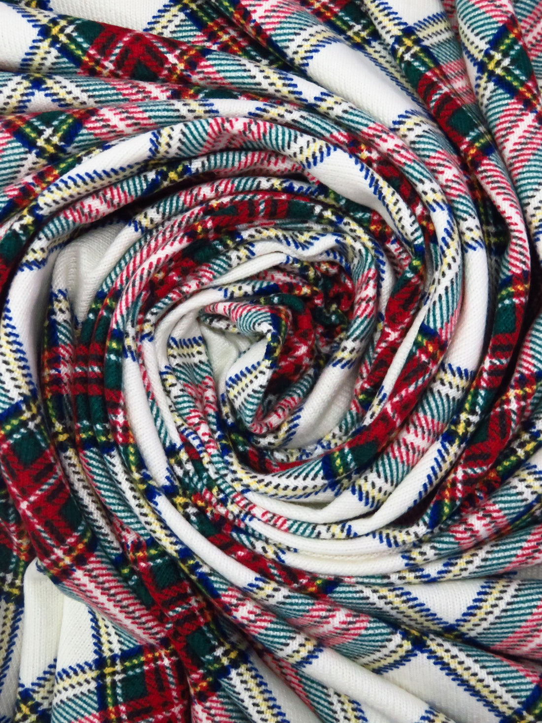 Off-White/Spartan Red/Castleton Green/Multi Polyester/Lycra Plaid Print Brushed Sweater Knit - NY Designer - 60W