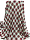 Off-White/Spartan Red/Castleton Green/Multi Polyester/Lycra Plaid Print Brushed Sweater Knit - NY Designer - 60W