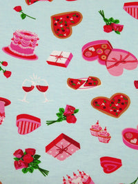 Light Pink/Light Blue/Scarlet Red/Multi Rayon/Lycra Sweet Treats Print Jersey Knit - NY Designer - 66W