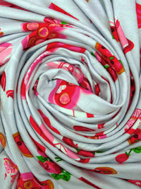 Light Pink/Light Blue/Scarlet Red/Multi Rayon/Lycra Sweet Treats Print Jersey Knit - NY Designer - 66W