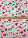 Light Pink/Light Blue/Scarlet Red/Multi Rayon/Lycra Sweet Treats Print Jersey Knit - NY Designer - 66W