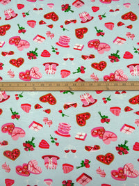 Light Pink/Light Blue/Scarlet Red/Multi Rayon/Lycra Sweet Treats Print Jersey Knit - NY Designer - 66W
