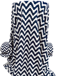 Midnight Navy/White Rayon/Polyester/Lycra Zig-Zag Weave Novelty Jacquard Knit 55W