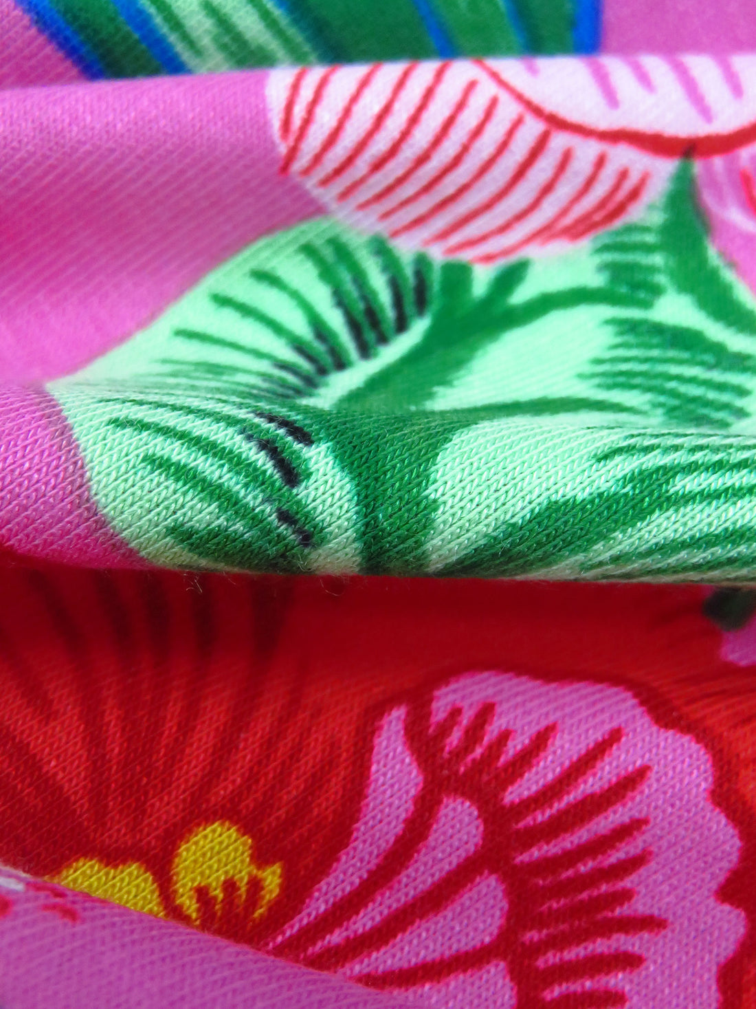 Hot Pink/Lemon/Douban Green/Multi Rayon/Lycra Tropical Floral & Animals Print Jersey Knit - NY Designer - 64W