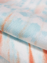 Sky Blue/White/Nectarine/Apricot 100% Polyester Tie-Dye Stripe Print Pebble Charmeuse - NY Designer - 58W