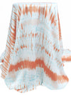 Sky Blue/White/Nectarine/Apricot 100% Polyester Tie-Dye Stripe Print Pebble Charmeuse - NY Designer - 58W