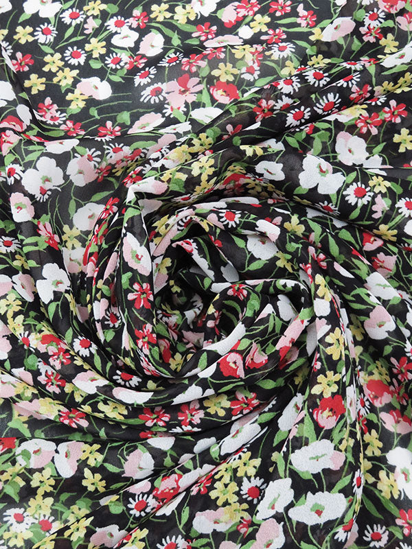 Black/Spring Green/Poppy Red/Multi 100% Polyester Floral Print Chiffon 62W