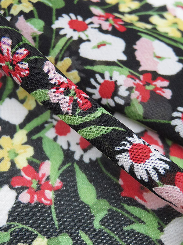 Black/Spring Green/Poppy Red/Multi 100% Polyester Floral Print Chiffon 62W