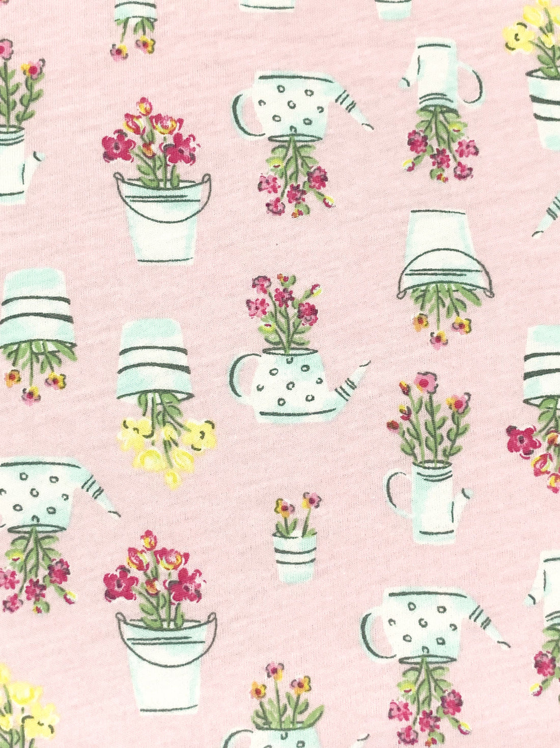 Champagne Pink/White/Lemon/Multi Cotton/Rayon Floral Arrangements Print Jersey Knit - NY Designer - 56W