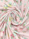 Champagne Pink/White/Lemon/Multi Cotton/Rayon Floral Arrangements Print Jersey Knit - NY Designer - 56W