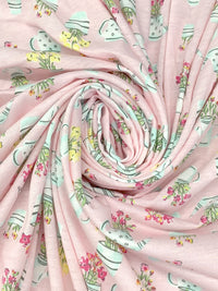 Champagne Pink/White/Lemon/Multi Cotton/Rayon Floral Arrangements Print Jersey Knit - NY Designer - 56W
