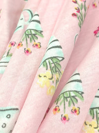 Champagne Pink/White/Lemon/Multi Cotton/Rayon Floral Arrangements Print Jersey Knit - NY Designer - 56W