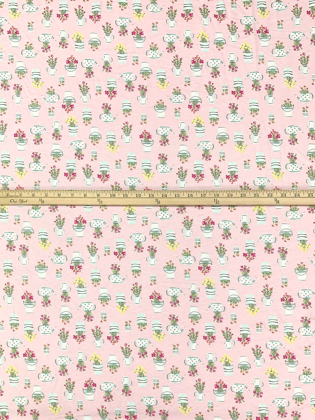 Champagne Pink/White/Lemon/Multi Cotton/Rayon Floral Arrangements Print Jersey Knit - NY Designer - 56W