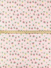 Champagne Pink/White/Lemon/Multi Cotton/Rayon Floral Arrangements Print Jersey Knit - NY Designer - 56W