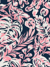 Cherry Blossom Pink/Dark Imperial Blue/White Rayon/Lycra Floral Print Jersey Knit - NY Designer - 64W