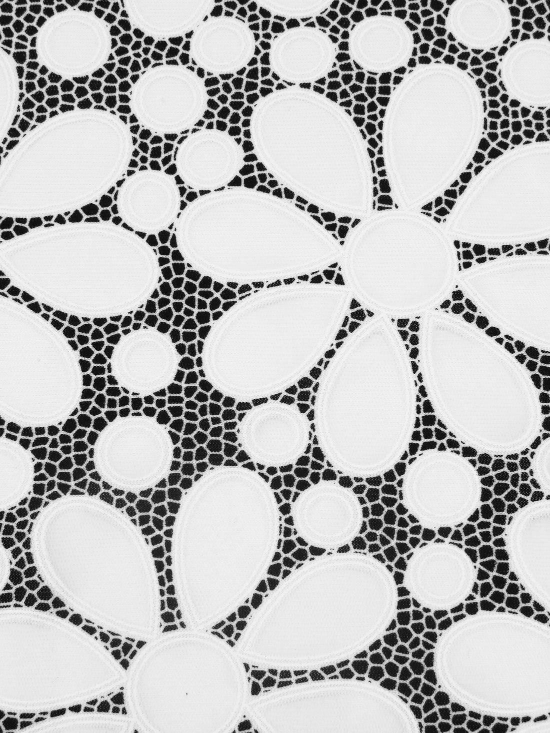 White/Black 100% Polyester Floral Print Burnout-Look Novelty Mesh 59W