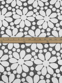 White/Black 100% Polyester Floral Print Burnout-Look Novelty Mesh 59W