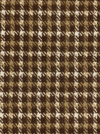 Earth Brown/Dark Tan/Off-White Polyester/Lycra Houndstooth Plaid Print Brushed Hacci Sweater Knit 60W