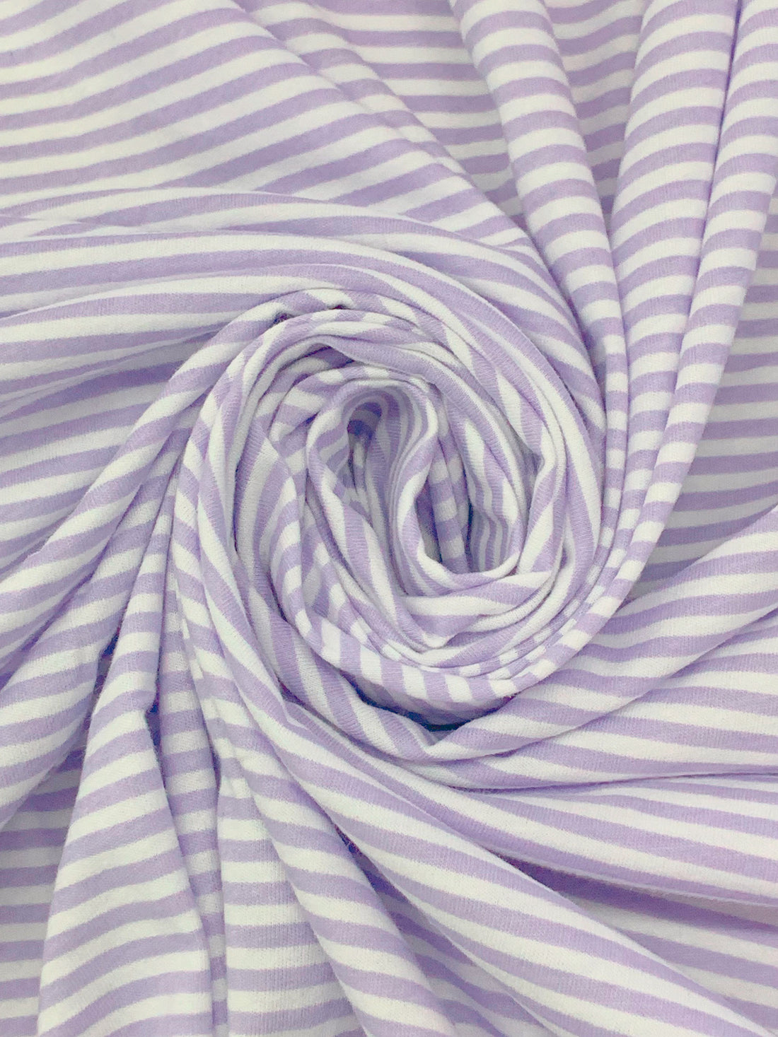 Lavender/White 100% Cotton Horizontal Stripe Print Jersey Knit - NY Designer - 60W