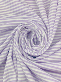 Lavender/White 100% Cotton Horizontal Stripe Print Jersey Knit - NY Designer - 60W