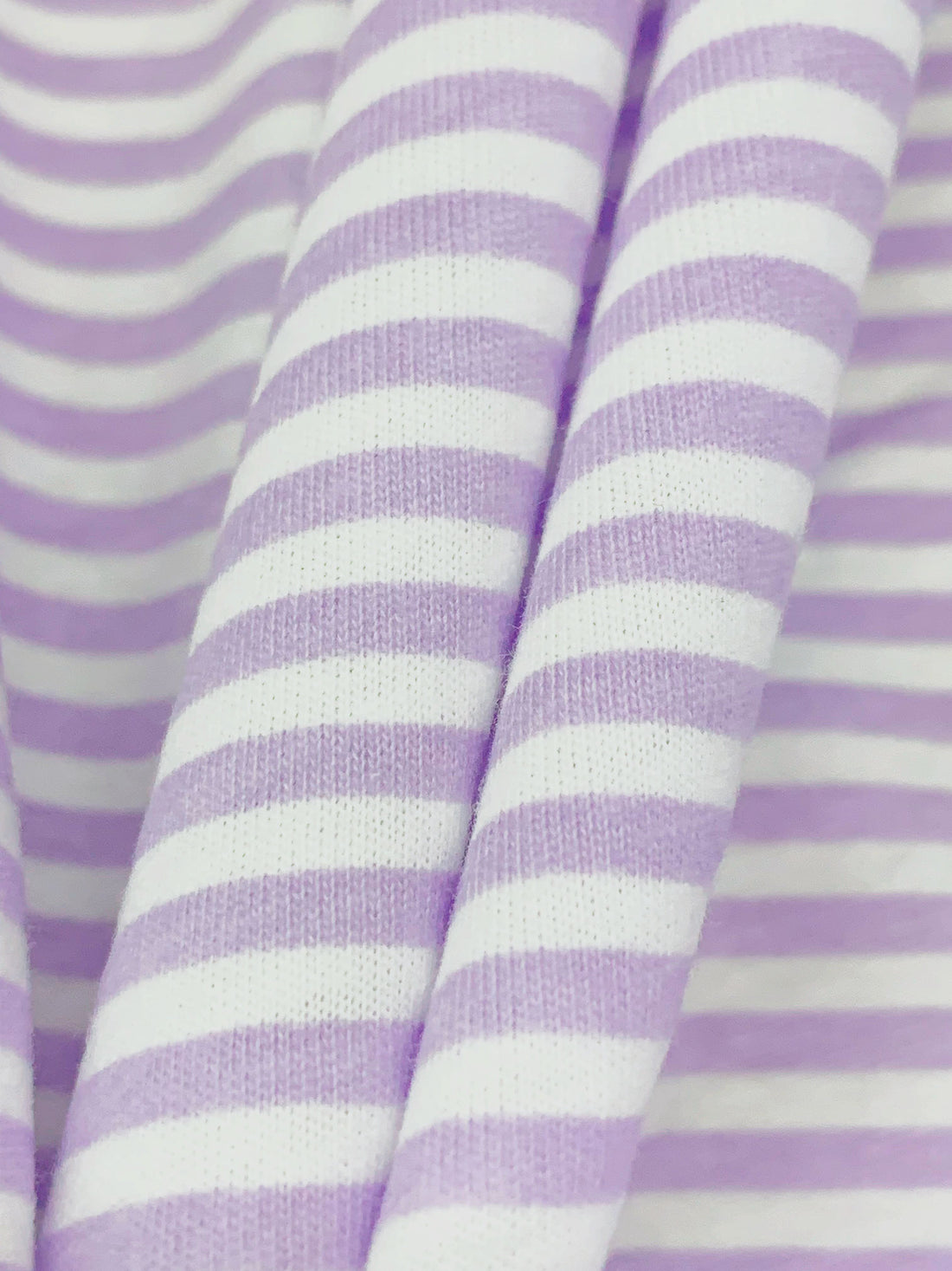 Lavender/White 100% Cotton Horizontal Stripe Print Jersey Knit - NY Designer - 60W