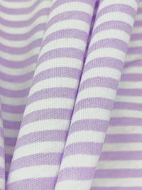 Lavender/White 100% Cotton Horizontal Stripe Print Jersey Knit - NY Designer - 60W