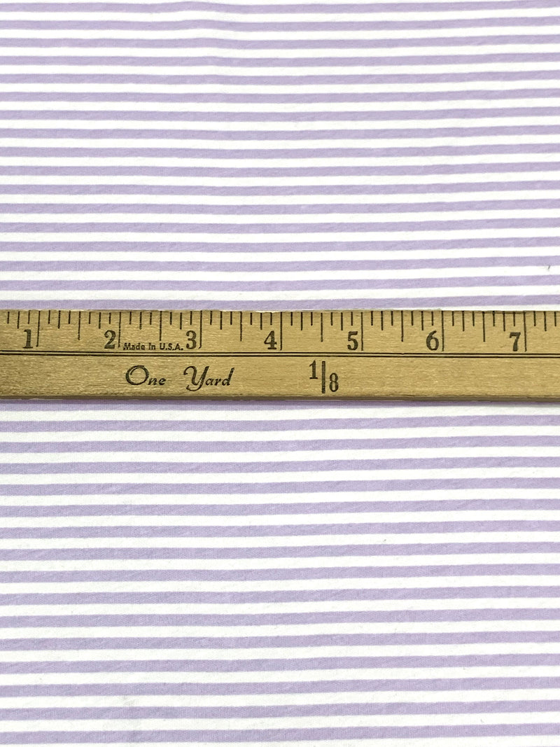 Lavender/White 100% Cotton Horizontal Stripe Print Jersey Knit - NY Designer - 60W