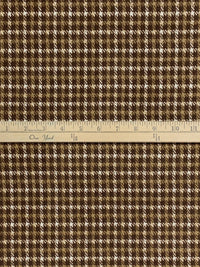 Earth Brown/Dark Tan/Off-White Polyester/Lycra Houndstooth Plaid Print Brushed Hacci Sweater Knit 60W