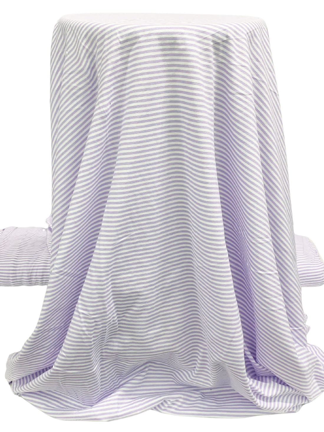 Lavender/White 100% Cotton Horizontal Stripe Print Jersey Knit - NY Designer - 60W