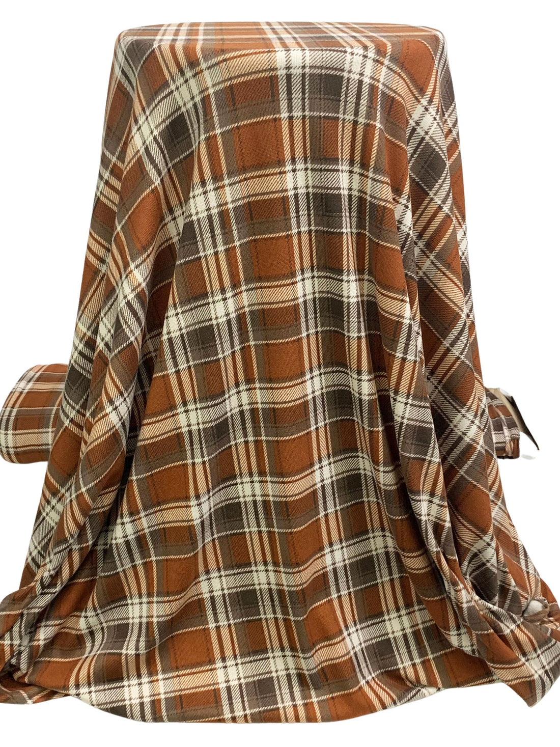 Sepia Brown/Taupe/Eggshell Polyester/Lycra Plaid Print Brushed Hacci Sweater Knit 60W
