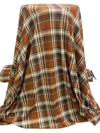 Sepia Brown/Taupe/Eggshell Polyester/Lycra Plaid Print Brushed Hacci Sweater Knit 60W