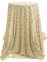 White Chocolate/Brown Sugar/Camel Polyester/Lycra Houndstooth Print Brushed Hacci Sweater Knit 60W