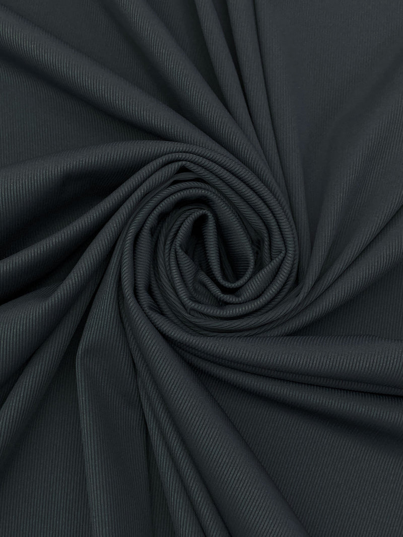 Deep Graphite Polyester/Lycra 1x1 Fine Rib Knit - NY Designer - 46W