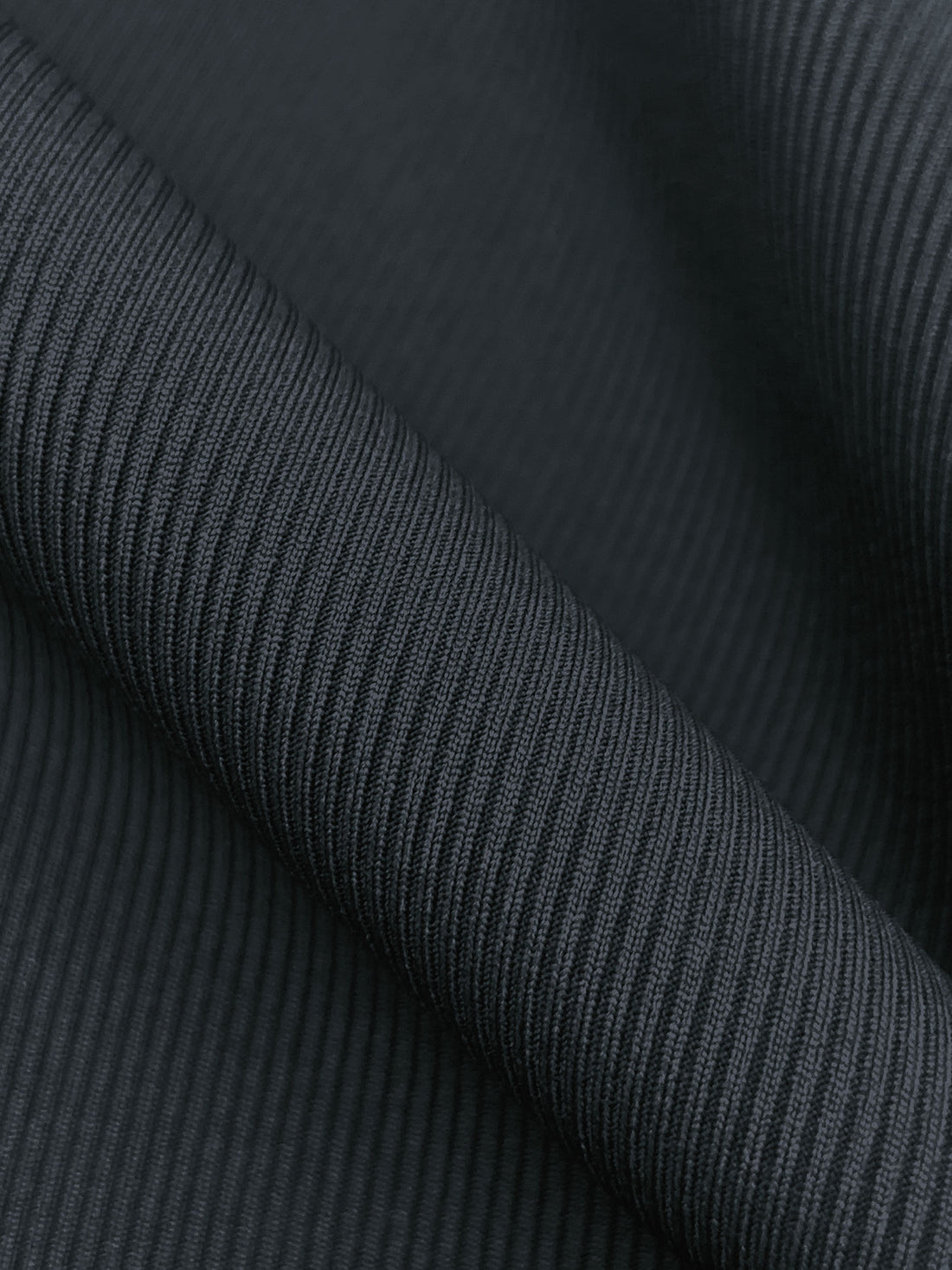 Deep Graphite Polyester/Lycra 1x1 Fine Rib Knit - NY Designer - 46W