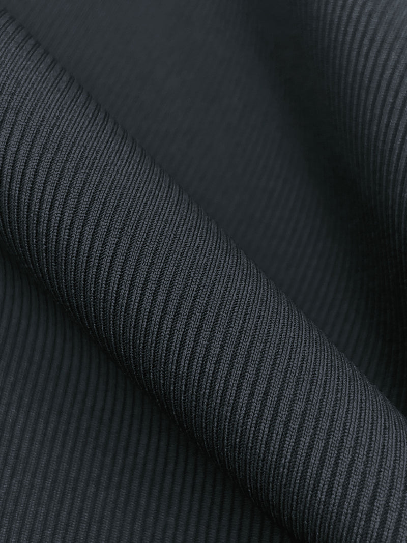 Deep Graphite Polyester/Lycra 1x1 Fine Rib Knit - NY Designer - 46W