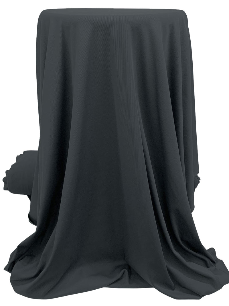 Deep Graphite Polyester/Lycra 1x1 Fine Rib Knit - NY Designer - 46W