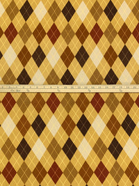 Old Gold/Saddle Brown/Bistre Brown Polyester/Lycra Argyle Print Brushed Hacci Sweater Knit 60W