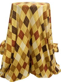 Old Gold/Saddle Brown/Bistre Brown Polyester/Lycra Argyle Print Brushed Hacci Sweater Knit 60W