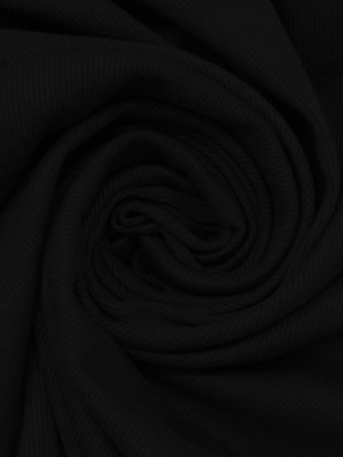 Cool Black Cotton/Lycra 1x1 Rib Knit - NY Designer - 40W