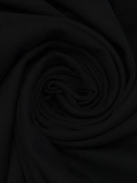 Cool Black Cotton/Lycra 1x1 Rib Knit - NY Designer - 40W