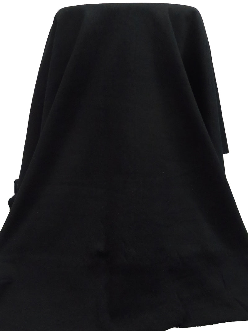 Cool Black Cotton/Lycra 1x1 Rib Knit - NY Designer - 40W