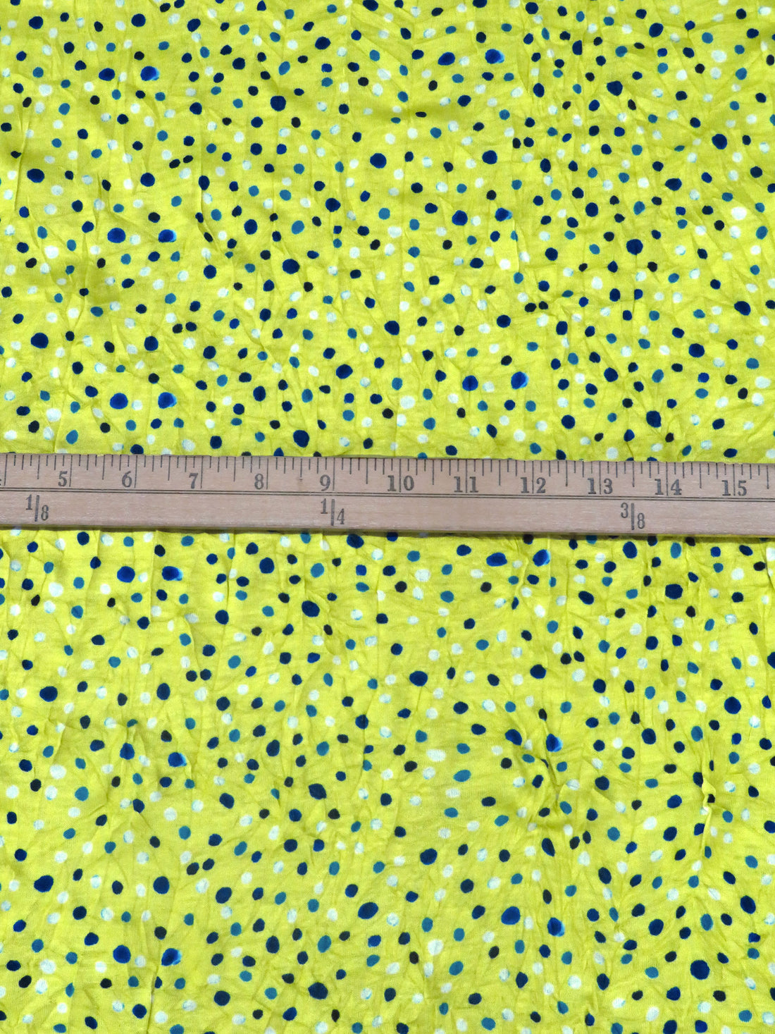 Lime/Dark Blue/White/Multi 100% Polyester Abstract Dots Print Crinkle Jersey Knit 56W