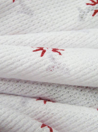 White/Garnet Rayon/Polyester Abstract Floral Print Burnout Waffle Knit 51W