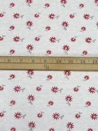 White/Garnet Rayon/Polyester Abstract Floral Print Burnout Waffle Knit 51W