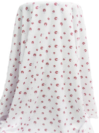 White/Garnet Rayon/Polyester Abstract Floral Print Burnout Waffle Knit 51W